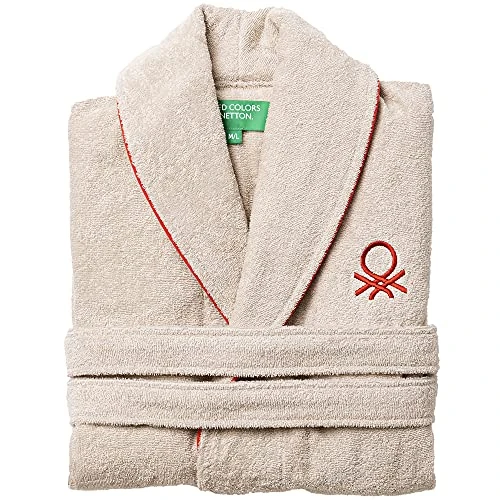 Bathrobe L/XL 360gsm 100% Cotton Casa Benetton, Beige/Red