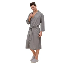 Bathrobe Men's Lightweight Thin Cotton Dressing Gown Men's Fluffy Modern Waffle Pique Sauna Gown Unisex Nightdress with Belt Lightweight Leisure House Coat Loungewear Sleepwear Travel Bathrobe, gray, Bathrobe Men's Lightweight Thin Cotton Dressing Gown Men's Fluffy Modern Waffle Pique Sauna Gown Unisex Nightdress with Belt Lightweight Leisure House Coat Loungewear Sleepwear Travel Bathrobe, gray,