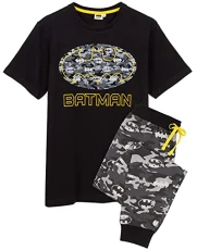 Batman Pyjamas For Men | Short OR Long Leg Bottom Options Camo PJS | Adults Superhero Black T-Shirt & Adjustable Drawstring Loungepants Gift Batman Pyjamas For Men | Short OR Long Leg Bottom Options Camo PJS | Adults Superhero Black T-Shirt & Adjustable Drawstring Loungepants Gift