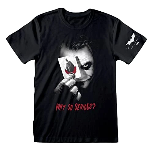 Batman T-Shirt for Adults | Why So Serious Tee | Black, 100% Cotton | Official Merchandise | XX-Larg