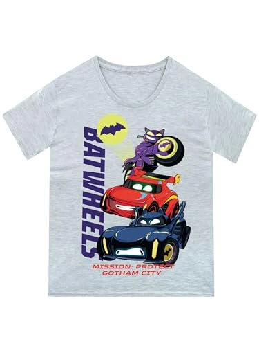 Batwheels T-Shirt | Batman Tshirt | Soft Cotton Boys T-Shirts | Official Batman Merchandise | Grey 5