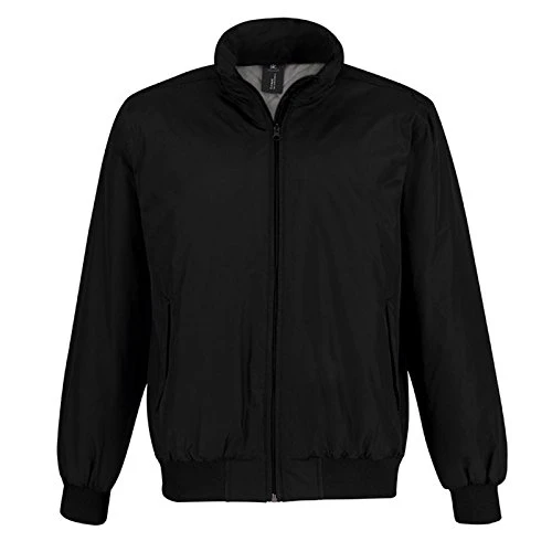 B&C Collection Men's Jacket Crew Padded Waterproof (5000mm) Bomber Windproof 100% Polyester (XX-Large, Black/Warm Grey Lining)