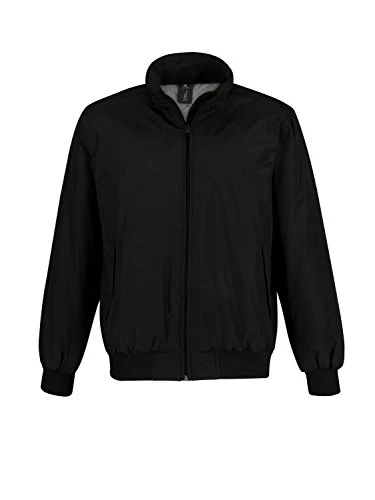 B&C Collection Waterproof Bomber Jacket with Hood - Black/Warm Grey Lining - 2XL