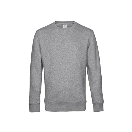 B&C mens Crew Neck, Heather Gray, XS