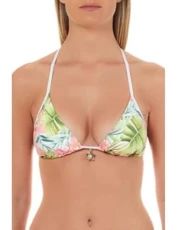 Beach Bikini Top Floral Triangle VA3023 (1B, White Jungle)