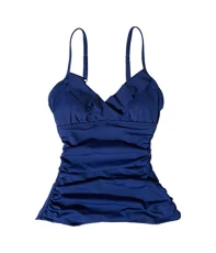 Beach Club Solids Underwire Ruffle Camisole Tankini Swimsuit Top - Blue - 4 Beach Club Solids Underwire Ruffle Camisole Tankini Swimsuit Top - Blue - 4