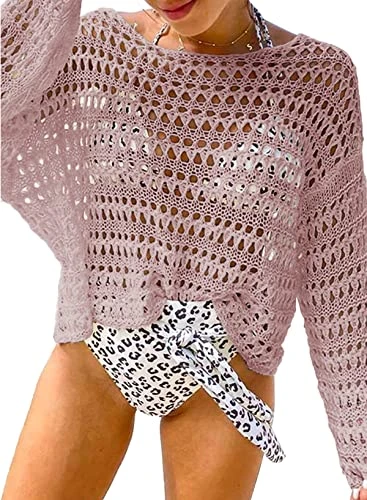 Beach Cover Ups for Ladies Crochet Hollow Out Crochet Bathing Suits Holiday Essentials Beachwear Lon