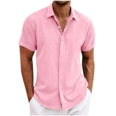 Beach Shirts Men's Linen Shorts And Shirt Outfit Holiday Shirts Mens Shirts Short Sleeve Cotton Shir