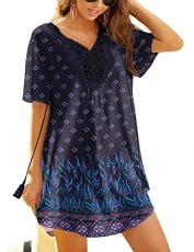 Beach Wear Ladies Lace Bikini Cover Ups Short Sleeve Beach Wear Loose Beach Wraps Black Boho S Beach Wear Ladies Lace Bikini Cover Ups Short Sleeve Beach Wear Loose Beach Wraps Black Boho S