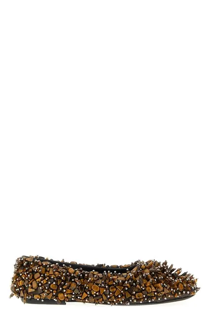 Beaded ballet flats - Brown