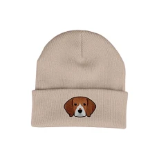 Beagle Beanie Hat - Dog Lovers Gifts for Women Men - Knitted Ladies Winter Hats - Embroidered - Acrylic - Sand Beagle Beanie Hat - Dog Lovers Gifts for Women Men - Knitted Ladies Winter Hats - Embroidered - Acrylic - Sand