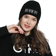 Beanie hat women Ladies Winter hat black with Statement - BAD HAIR DAY Beanie hat women Ladies Winter hat black with Statement - BAD HAIR DAY