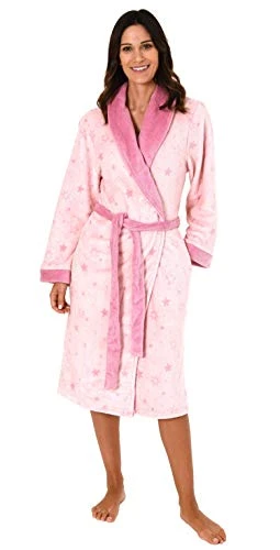 Beautiful Coral Fleece Dressing Gown for Women in Stars Design - 281 267 97 954, pink, 44