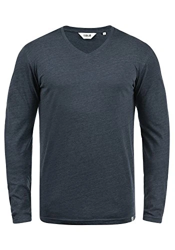 Beda Men's Long Sleeve T-Shirt Top with V-Neck, Size:M, Colour:Insignia Blue Melange (8991)