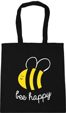 Bee Happy Tote Shopping Gym Beach Bag 42cm x38cm, 10 litres Bee Happy Tote Shopping Gym Beach Bag 42cm x38cm, 10 litres