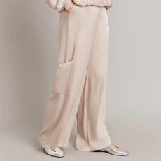 Beige Aurora Wide Leg Trousers