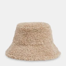 Beige Borg Bucket Hat