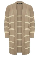 Beige Brown Stripe Midi Cardigan Petite Beige Brown Stripe Midi Cardigan Petite