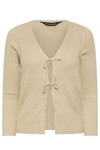 Beige Brown Tie Front Cardigan Petite