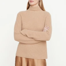 Beige Cashmere Shaker Turtleneck Jumper