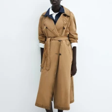 Beige Champu Trench Coat - Brown