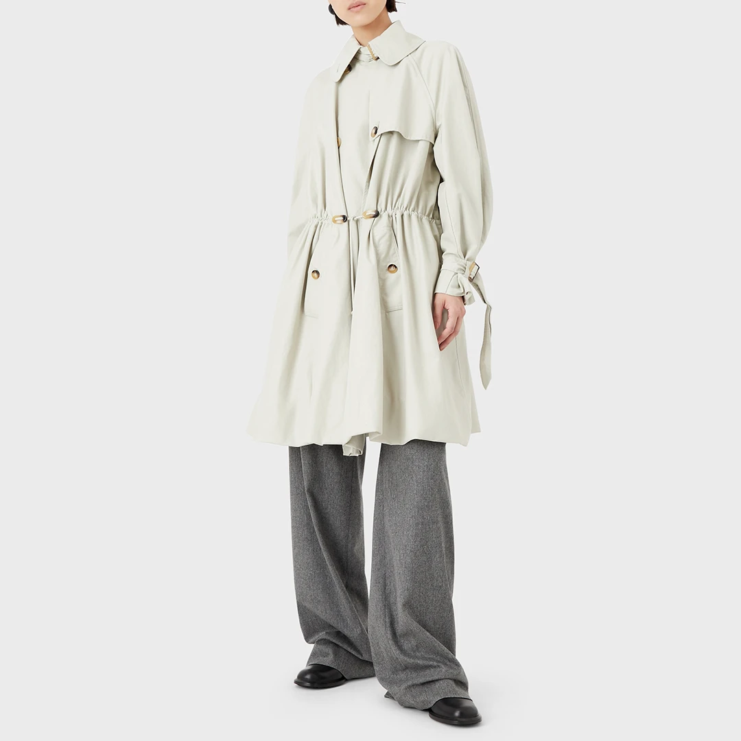 Beige Cotton Blend Trench Coat