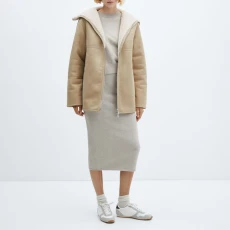 Beige Double ided Zipper Coat - Grey
