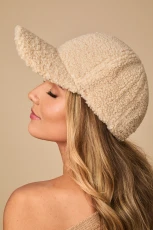 Beige Faux Shearling Cap