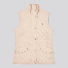 Beige Hacking Diamond Quilted Gilet - Grey