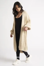 Beige Longline Cardigan Stone /