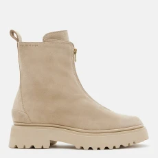 Beige Ophelia Suede Zip Boots - Brown