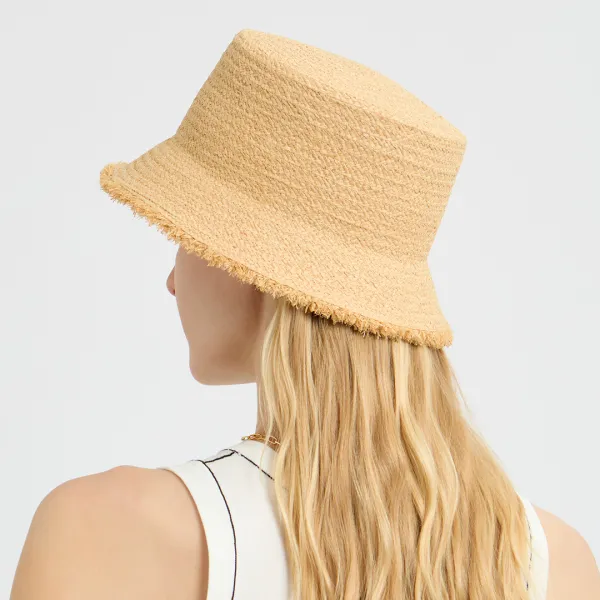 Beige Raffia Bucket Hat