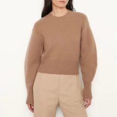 Beige Wide Sleeve Wool Blend Jumper