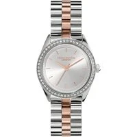 Bejewelled Stainless Steel & Rose Gold Bracelet Watch