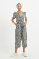 Belen Dazzler Short Sleeve V-Neck Jumpsuit - Black