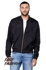 Bella + Canvas Unisex Lightweight Bomber - Black - Bella + Canvas Unisex Lightweight Bomber - Black -