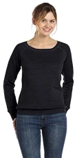 Bella + Canvas Womens Sponge Fleece Wide Neck Sweatshirt (7501) Black - Black - Bella + Canvas Womens Sponge Fleece Wide Neck Sweatshirt (7501) Black - Black -