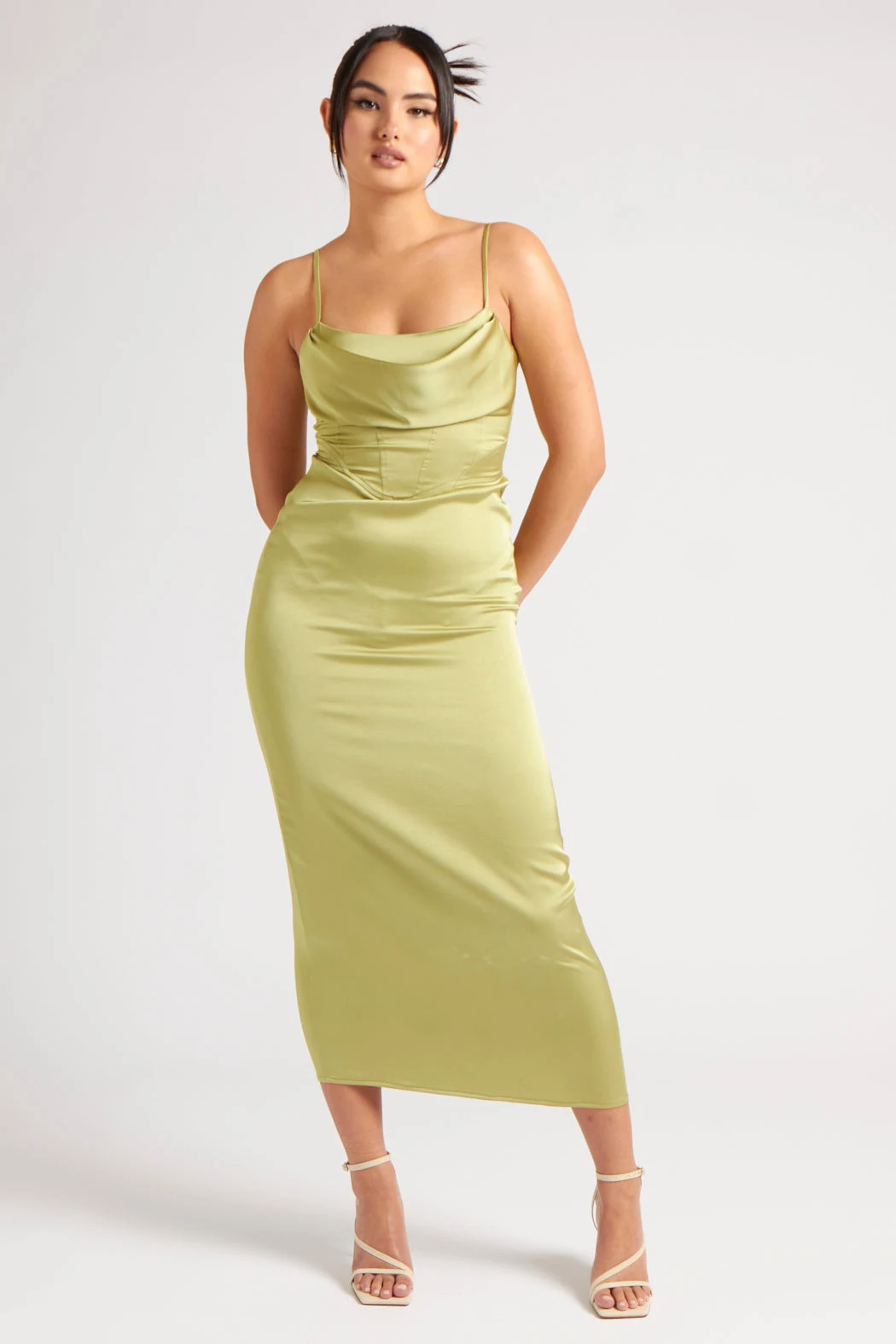 Belle Corset Midi Dress Olive /