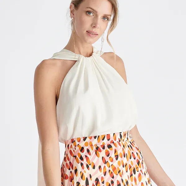 Belted halterneck blouse