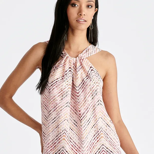 Belted halterneck blouse