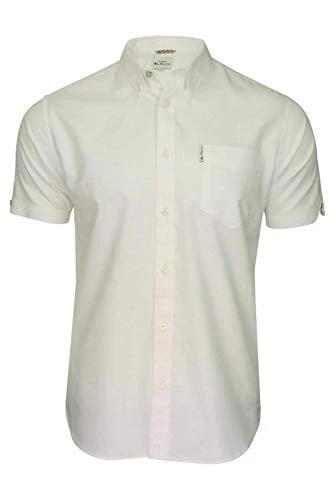 Ben-Sherman Mens Short Sleeve Button Down Collar Oxford Shirt 59140 - White