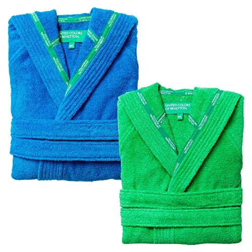 Benetton Pack of 2 Hooded Bathrobes, multicoloured, M/L