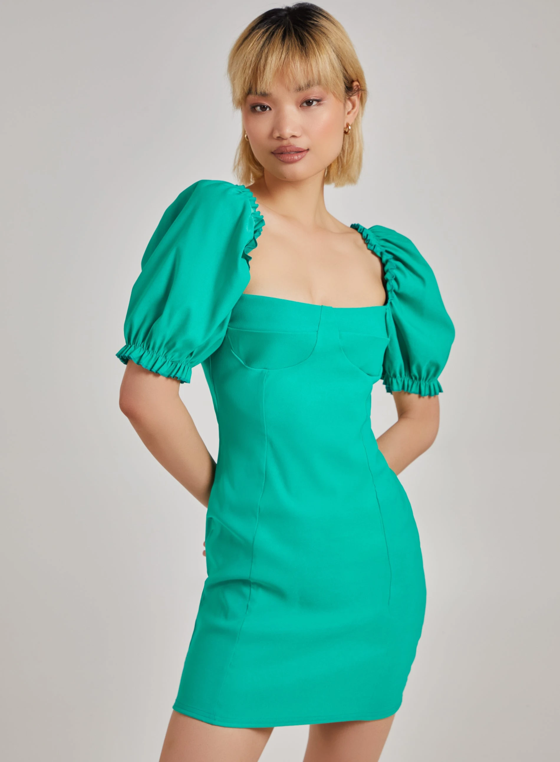 Bengline Corset Frill Detail Mini Dress  - 6  - Green