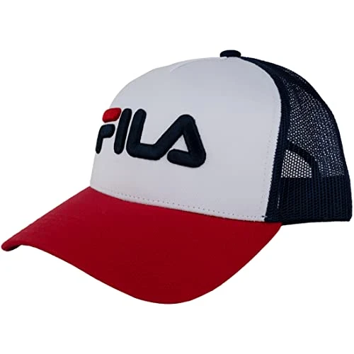 BEPPU Trucker Cap Linear Logo snap Back Baseball, True Red-Bright White-Medieval Blue, Einheitsgröße