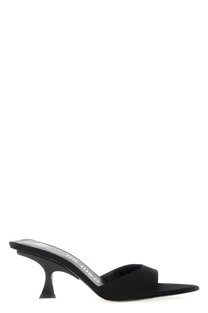 Bes satin mules, shaped heel - Black