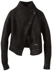 Big Girls' Krashy Mohair Mix Open Cardigan Sweater - Black - XL