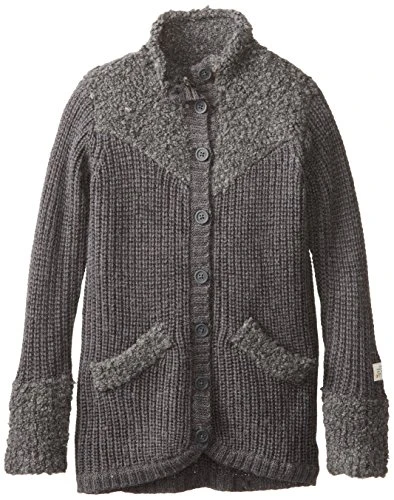 Big Girls' Kros Long Button Front Cardigan with Pockets - Gray - 10 Years