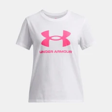 Big Logo Girls Short Sleeve White / Super Pink / Super Pink YLG (59 in)