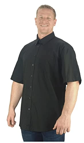 Big Mens Black Markham Short Sleeve Plain Shirt Casual Office Business Long for Sizes 2XL 3XL 4XL 5X