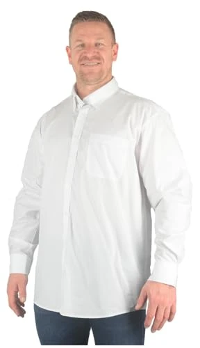 Big Mens White Clayton Plain Long Sleeve Shirt Work Casual Tall Oversized for Sizes 2XL 3XL 4XL 5XL 